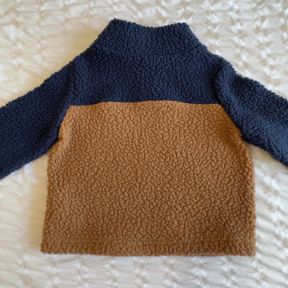 Baby Gap Navy Base Blue Sherpa Quarter-Zip Sweatshirt - Picture 7 of 11